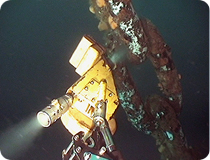 This is what 10,000 PSI can do!  Here we are cleaning a mooring chain but we have also cleaned risers and sections of hulls.